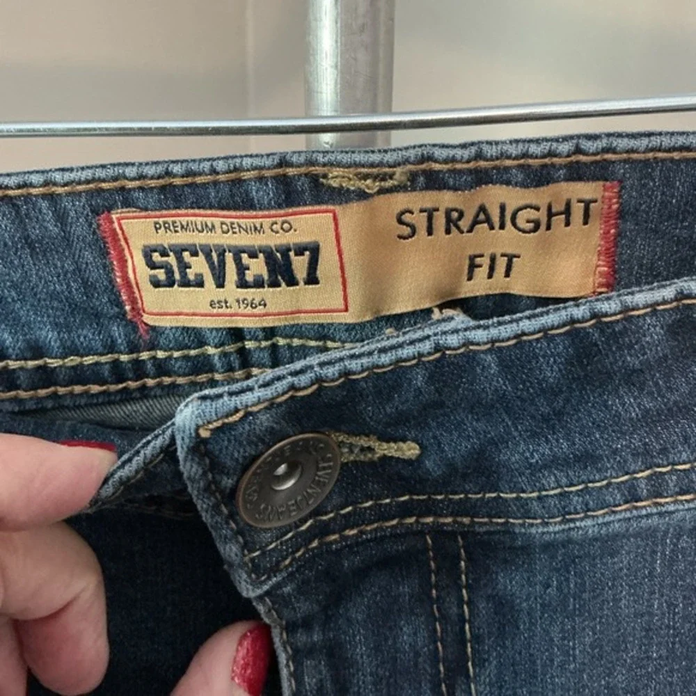 Seven7 Mens Medium Wash Blue Straight‎ Fit Cotton Stretch Pocket Jeans 38x32(30)